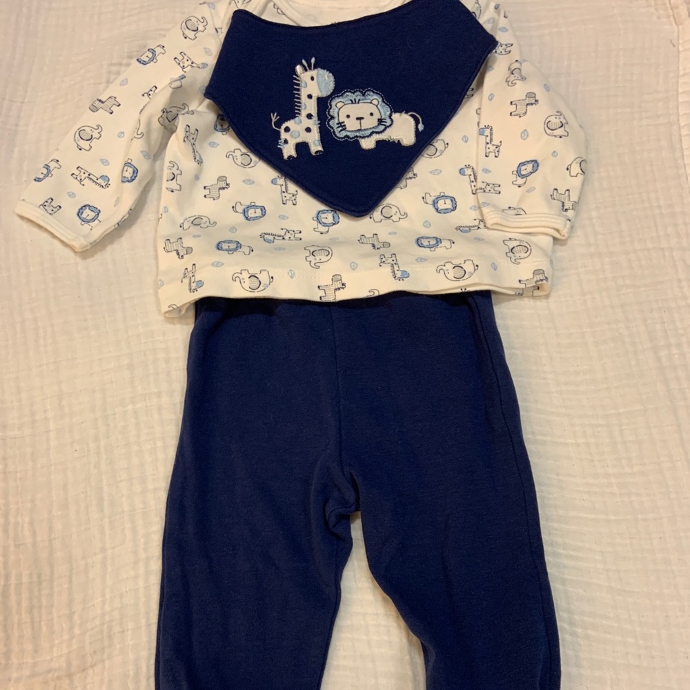 Shirt Set with Footed Pants and matching Bib